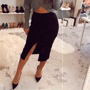 Zara ribbed knit slit midi skirt size small NWOT